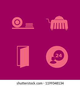 room icon. room vector icons set plates shelf, door open and room service