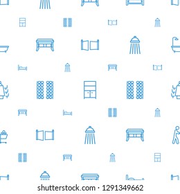 room icons pattern seamless white background. Included editable outline gate, wardrobe, bed, office desk, plane seats, shower, meeting, father with not in shopping cart icons. room icons for web 