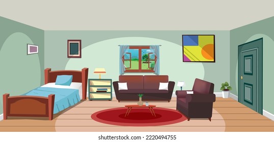 room inside interior bedroom cartoon living room.