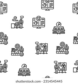 room interior design home modern Vector Seamless Pattern Thin Line Illustration