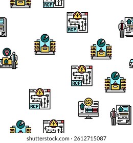 room interior design home modern Vector Seamless Pattern Thin Line Illustration