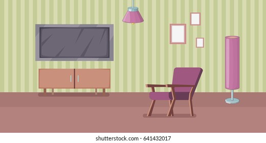 Room interior horizontal concept. Cartoon illustration of room interior banner horizontal vector for web