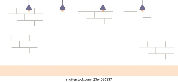 Room Interior With A Pale, Textured Wall Bathed In Warm Lamp Light Of Hanging Lamps. Cartoon Vector Background