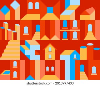 Room Interior Space Geometric Background Design With Orange Shades Color Theme. Suitable for template, banner, covers, wallpaper and wall decoration, web design, cards, poster
