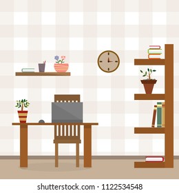 Room. Interior. The student's room. The office.Flat style.Eps10.