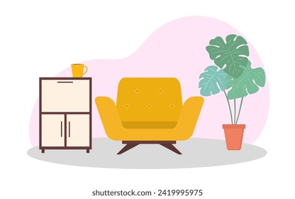 Room interior. Vector illustration. Flat design.