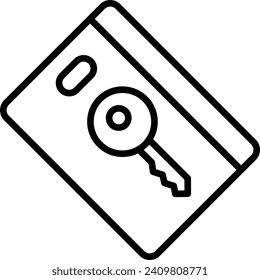 Room Key Card Outline vector illustration icon