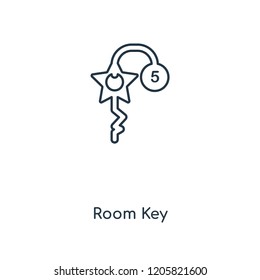 Room Key concept line icon. Linear Room Key concept outline symbol design. This simple element illustration can be used for web and mobile UI/UX.