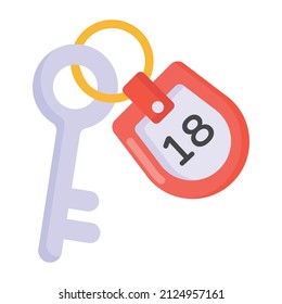 Icono plano de diseño de clave de habitación 

