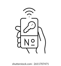room key hospitality hotel line icon vector. room key hospitality hotel sign. isolated contour symbol black illustration