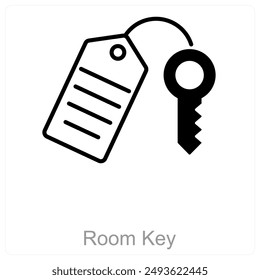 Llave de la habitación y concepto de icono del hotel