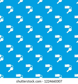 Room key hotel pattern vector seamless blue repeat for any use