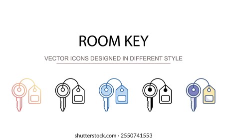 Design do ícone da chave da sala com ilustração de estoque de fundo branco
