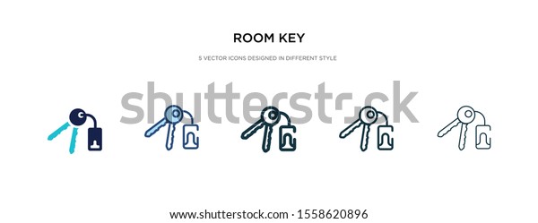 room key\
icon in different style vector illustration. two colored and black\
room key vector icons designed in filled, outline, line and stroke\
style can be used for web, mobile,\
ui