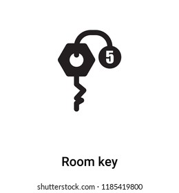 Room key icon vector isolated on white background, logo concept of Room key sign on transparent background, filled black symbol