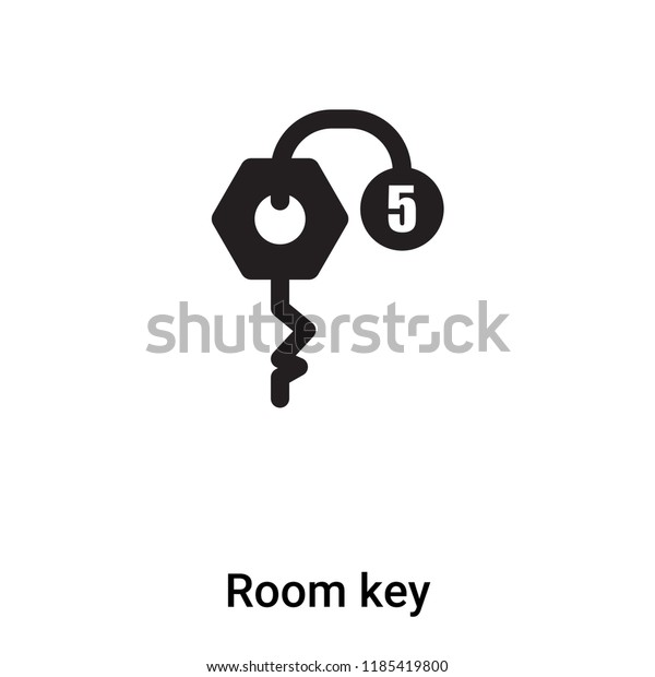 Room key icon vector isolated on white background,
logo concept of Room key sign on transparent background, filled
black symbol