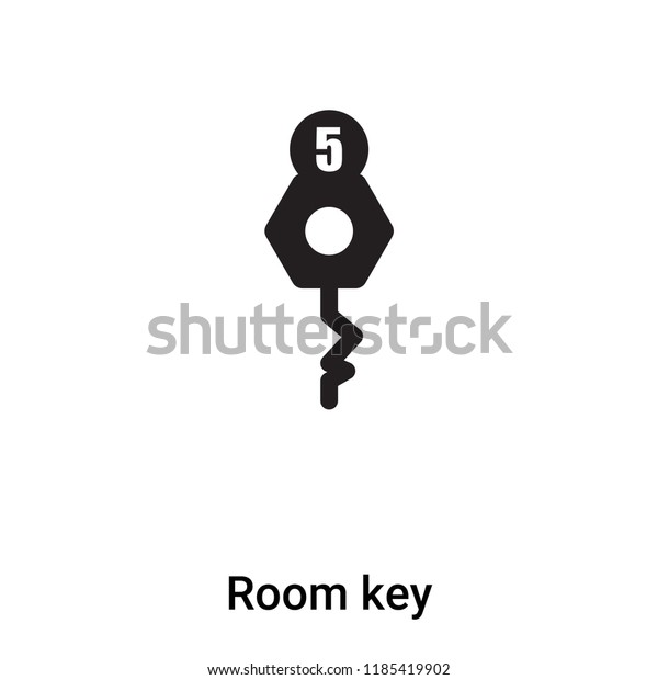 Room key icon vector isolated on white background,
logo concept of Room key sign on transparent background, filled
black symbol