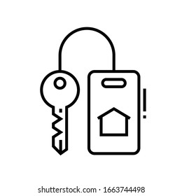 Room key line icon, concept sign, outline vector illustration, linear symbol.