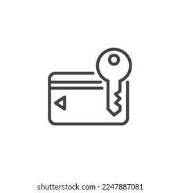 Room key line icon. linear style sign for mobile concept and web design. Key card outline vector icon. Symbol, logo illustration. Vector graphics