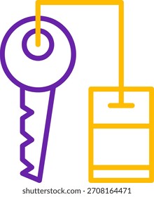 Línea de llave de habitación Diseño de icono de Vector de dos colores