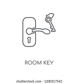 Room key linear icon. Room key concept stroke symbol design. Thin graphic elements vector illustration, outline pattern on a white background, eps 10.