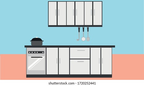 Room Kitchen background vector illustrator