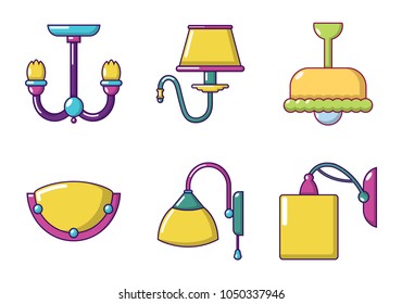 Room lamp icon set. Cartoon set of room lamp vector icons for web design isolated on white background