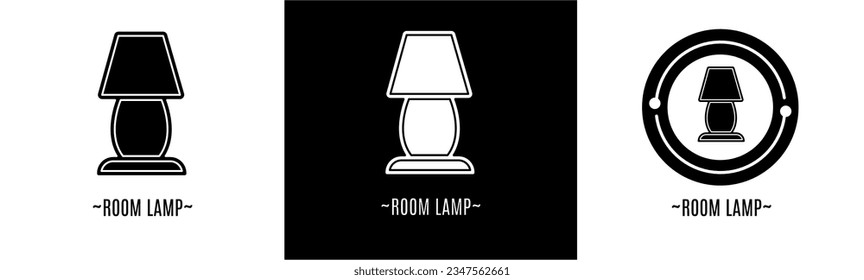 Room lamp logo set. Collection of black and white logos. Stock vector.