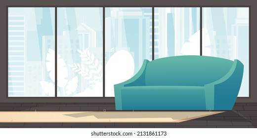 Room With a large panoramic window for your scenes. Vector illustration in a flat style.
