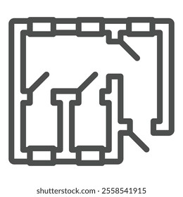 Room layout building plan line icon, construction concept. Vector graphics. Home house plan sign on white background, outline style icon for mobile or web design