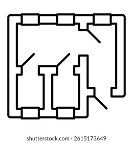 Room layout building plan thin line icon, construction concept. Vector graphics. Home house plan sign on white background, style mobile or design