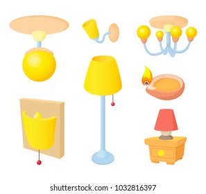 Room light icon set. Cartoon set of room light vector icons for web design isolated on white background