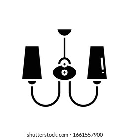 Room lighting black icon, concept illustration, vector flat symbol, glyph sign.