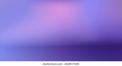 Room lilac ombre empty background. Wall and floor abstract texture. Studio blurred 3d illustration. Pink violet blue defocused template. Vector