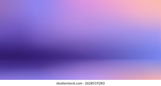Room lilac ombre empty background. Wall and floor abstract texture. Studio blurred 3d illustration. Pink violet blue defocused template. Vector