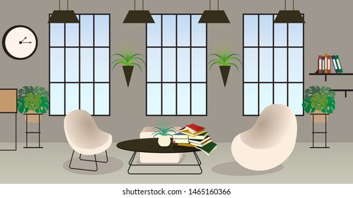 Room loft  style , have chair and table. room vector