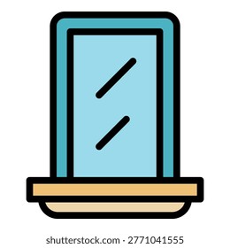 Room mirror icon. Outline room mirror vector icon color flat isolated