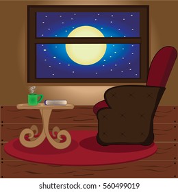 Room with moonlight and armchair