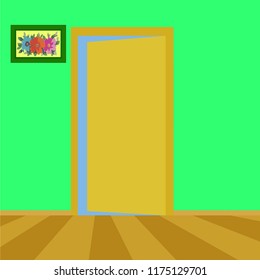 Room with open door
