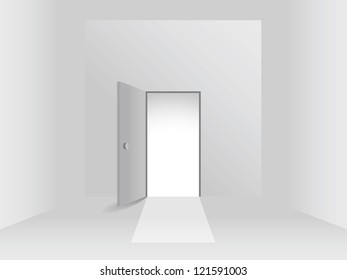 Room with open door, illustration
