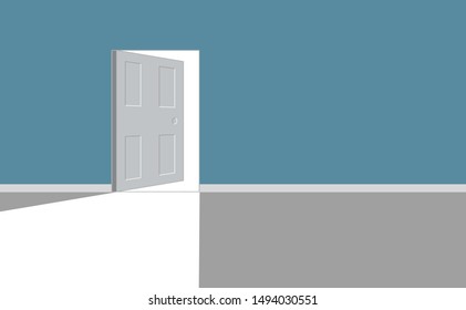 Room open door light coming from outside flat vector