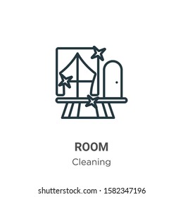 Room outline vector icon. Thin line black room icon, flat vector simple element illustration from editable cleaning concept isolated on white background