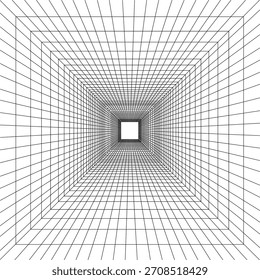 Room perspective grid background 3d Vector illustration. Model projection background template. Line one point perspective