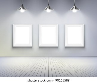 Room with pictures.  Vector illustration.