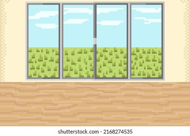 Room pixel art. Vector illustration.