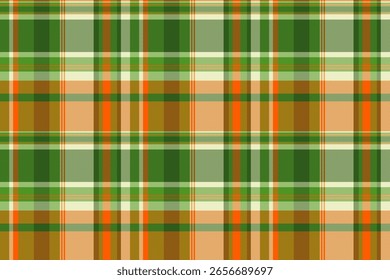 Room plaid seamless check, window fabric tartan textile. Drawing texture pattern background vector in green and bright colors palette.