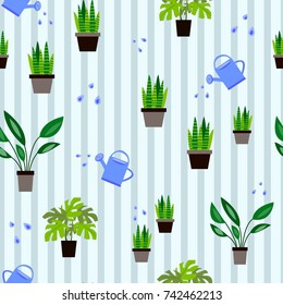 Room plant seamless pattern