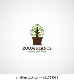 Room Plants, Decorative Tree in a pot logo.