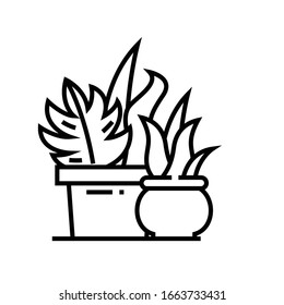 Room plants line icon, concept sign, outline vector illustration, linear symbol.