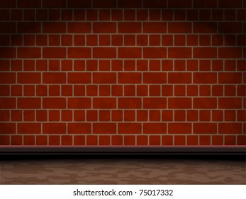 Room with red brick wall